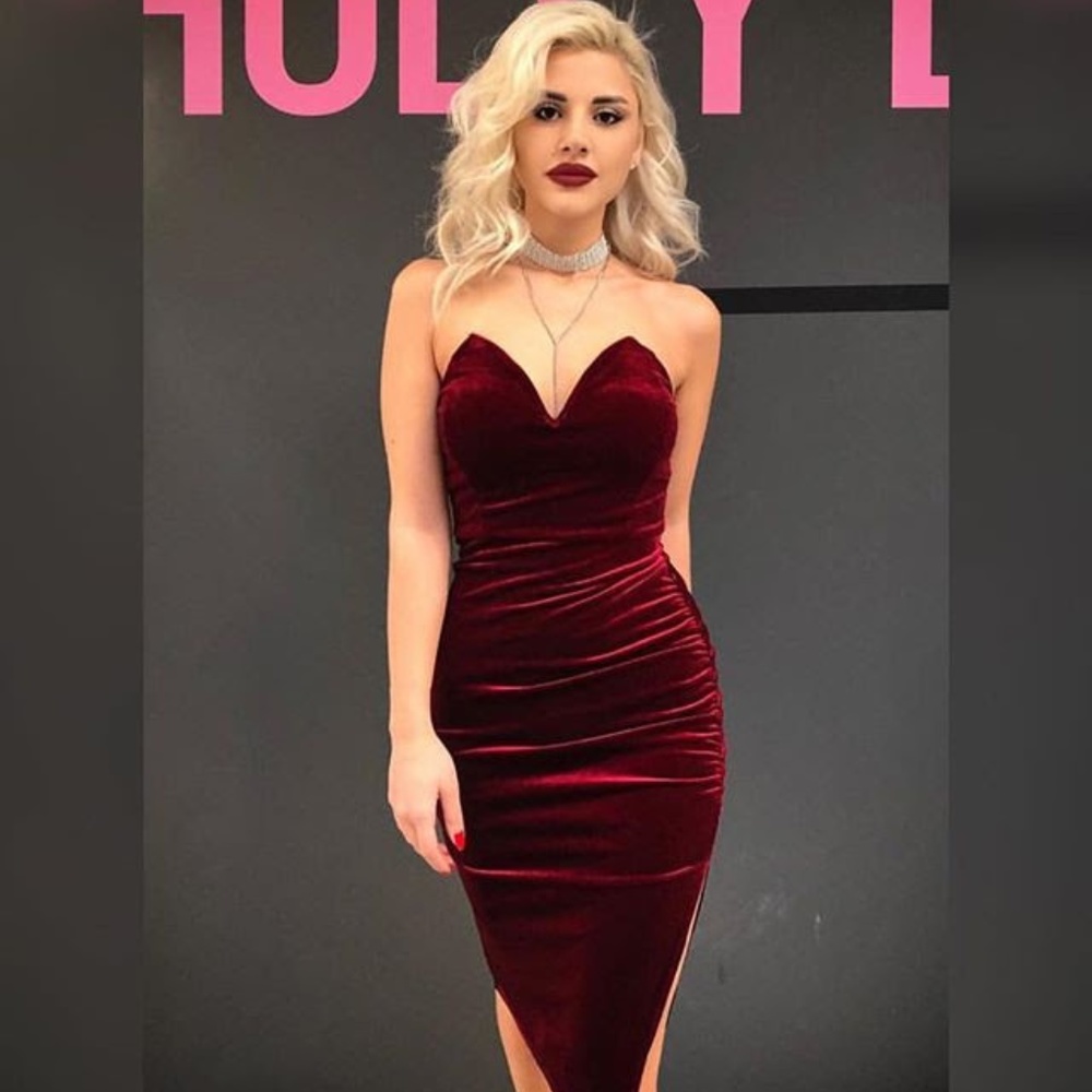 Alexa Red Velvet Bodycon Dress